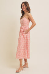 Strawberry Floral Gingham Midi Dress