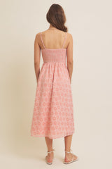 Strawberry Floral Gingham Midi Dress