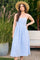 Powder Blue Floral Gingham Midi Dress