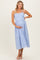 Powder Blue Floral Gingham Maternity Midi Dress