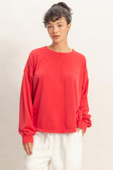 Red Oversized Cutout Back Sweatshirt
