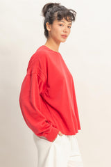 Red Oversized Cutout Back Sweatshirt