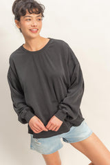 Black Oversized Cutout Back Maternity Sweatshirt
