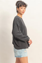 Black Oversized Cutout Back Sweatshirt