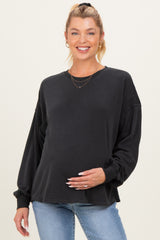 Black Oversized Cutout Back Maternity Sweatshirt