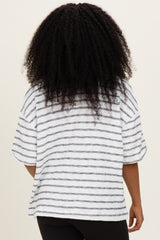 Black Oversized Striped Short Sleeve Top