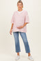 Red Oversized Striped Maternity Short Sleeve Top