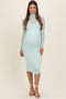 Mint Mesh Overlay Fitted Maternity Midi Dress