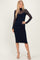 Navy Mesh Overlay Fitted Midi Dress