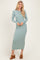 Sage Ribbed Fitted Long Sleeve Midi Dress