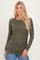 Olive Soft Knit Ruched Top