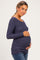 Navy Soft Knit Ruched Maternity Top