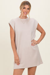 Almond Cap Sleeve Maternity Mini Dress