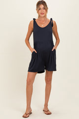 Navy Knot Strap Maternity Romper