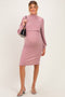Pink Rib Knit Mock Neck Maternity Nursing Dress