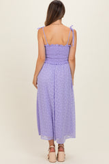 Lavender Shoulder Tie Maternity Midi Dress