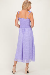 Lavender Shoulder Tie Midi Dress