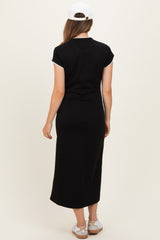 Black Contrast Trim Short Sleeve Maternity Midi Dress