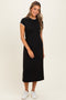 Black Contrast Trim Short Sleeve Midi Dress