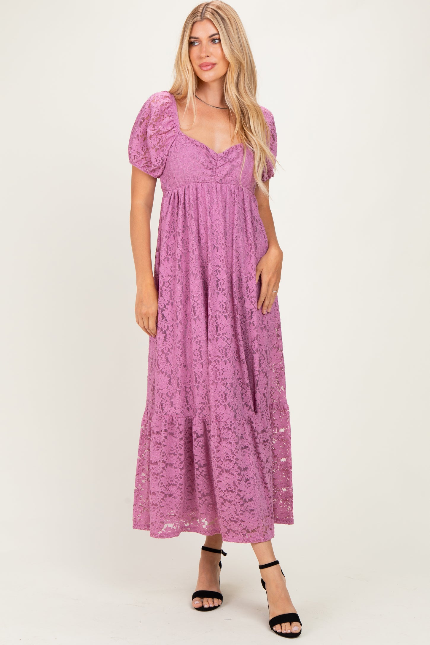 Mauve Lace Maxi Dress