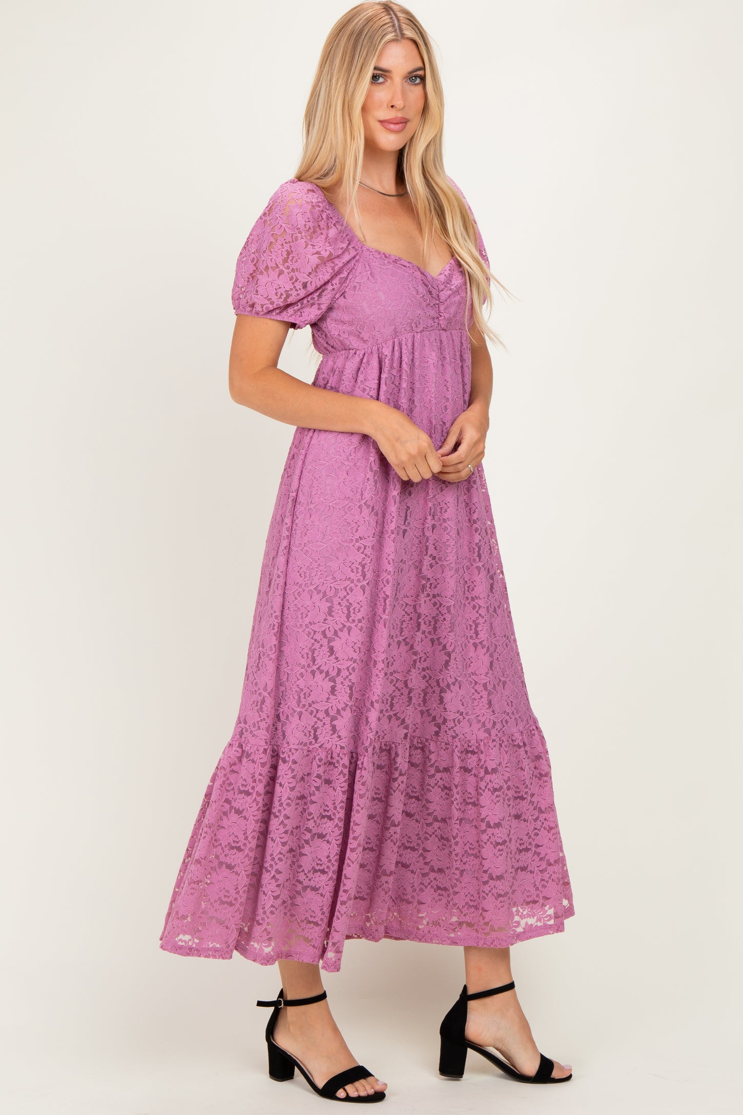 Mauve Lace Maxi Dress