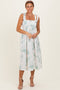 Sage Floral Smocked Midi Dress