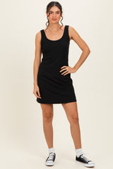 Black Ribbed Maternity Active Romper Dress
