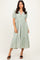 Sage Lace V-Neck Puff Sleeve Maxi Dress