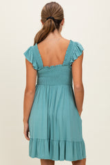 Sage Smocked Tiered Mini Dress