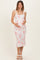 Peach Floral Shoulder Tie Fitted Maternity Midi Dress