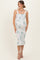 Sage Floral Shoulder Tie Fitted Maternity Midi Dress