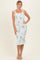 Sage Floral Shoulder Tie Fitted Midi Dress