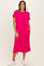 Fuchsia Pocket Front Midi T-Shirt Dress
