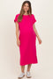 Fuchsia Pocket Front Maternity Midi T-Shirt Dress