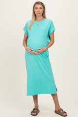 Mint Pocket Front Maternity Midi T-Shirt Dress