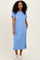 Cornflower Blue Pocket Front Midi T-Shirt Dress