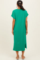 Kelly Green Pocket Front Midi T-Shirt Dress