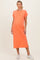 Peach Coral Pocket Front Maternity Midi T-Shirt Dress