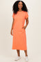 Peach Coral Pocket Front Midi T-Shirt Dress