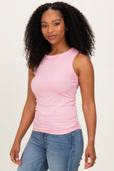 Light Pink Ribbed High Neck Tank Top