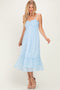 Light Blue Sleeveless Lace Maxi Dress