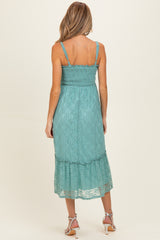 Sage Sleeveless Lace Maternity Maxi Dress