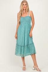 Sage Sleeveless Lace Maternity Maxi Dress