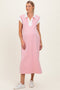 Pink Colorblock Polo Maternity Midi Dress