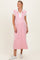 Pink Colorblock Polo Maternity Midi Dress