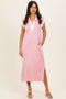 Pink Colorblock Polo Midi Dress
