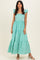 Green Striped Ruffle Strap Smocked Maxi Dress