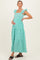 Green Striped Ruffle Strap Smocked Maternity Maxi Dress