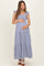 Navy Striped Ruffle Strap Smocked Maternity Maxi Dress