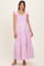Pink Striped Ruffle Strap Smocked Maternity Maxi Dress